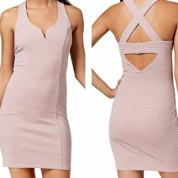 Trixxi Dresses & Skirts - Trixxi Blush Pink Barbie Bodycon Dress Sweetheart Neckline Ribbed Knit Sz 7